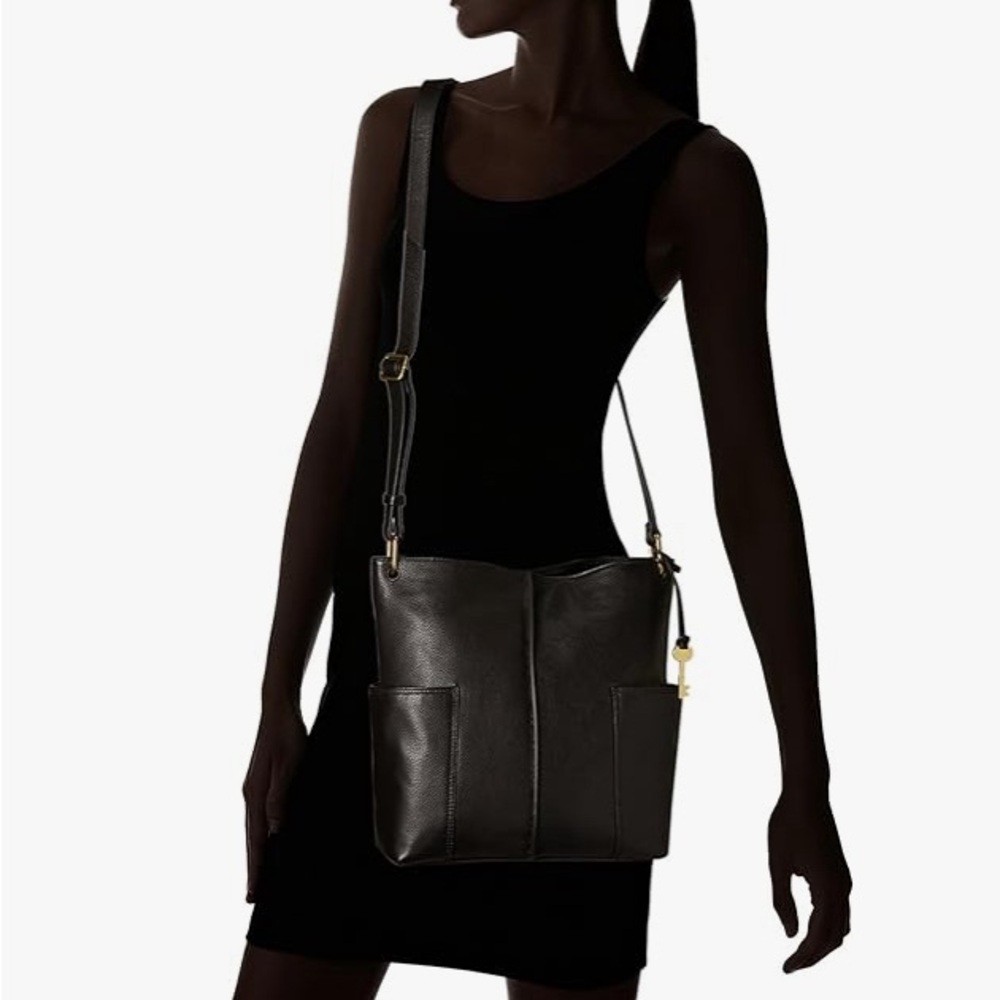 Fossil Black Shoulder Bag Sleek Design - Picture 8 of 14